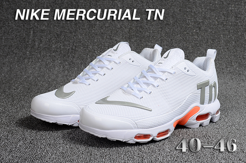 Nike Air Max Mercurial TN White Silver Orange Shoes - Click Image to Close